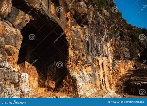 Cave in the Mountain, City of Caesarea Philippi Israel Stock Photo ...