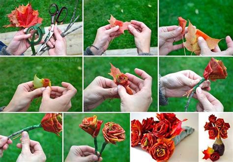 DIY leaf roses | Leaf crafts, Fall decor diy, Autumn crafts