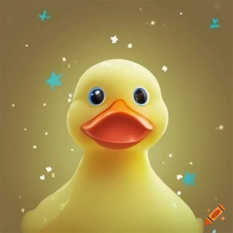 Yellow duck floating among stars