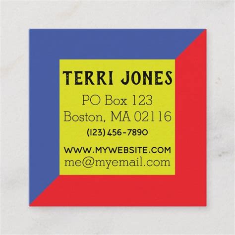 Primary Colors Blue Red Yellow Color Blocks Square Business Card | Zazzle.com | Square business ...