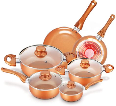 Cookware-Set Nonstick Pots and Pans-Set Copper Pan - KUTIME 10pcs ...