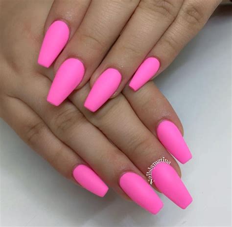 Coffin Hot Pink Gel Nails - bmp-urban