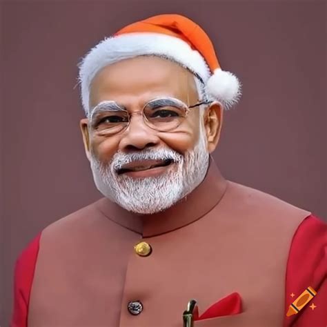 Prime minister of india in a red christmas outfit with a warm smile on ...