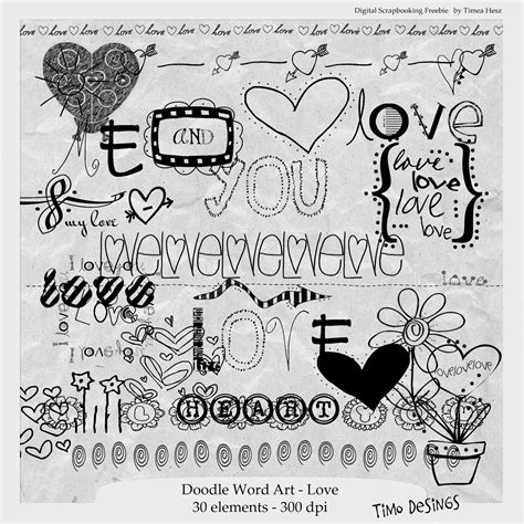 Digiscrap by Timo: Freebie - Doodle Word Art pack - Love