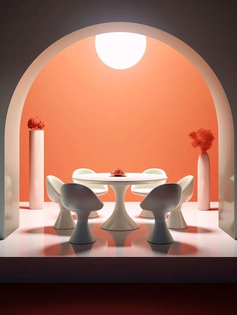 Premium AI Image | furniture design a beautiful white round dining ...