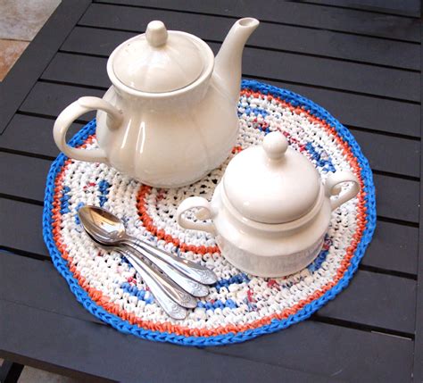 Crochet Fun Placemats Using Yarn Made From Plastic Bags! - creative jewish mom