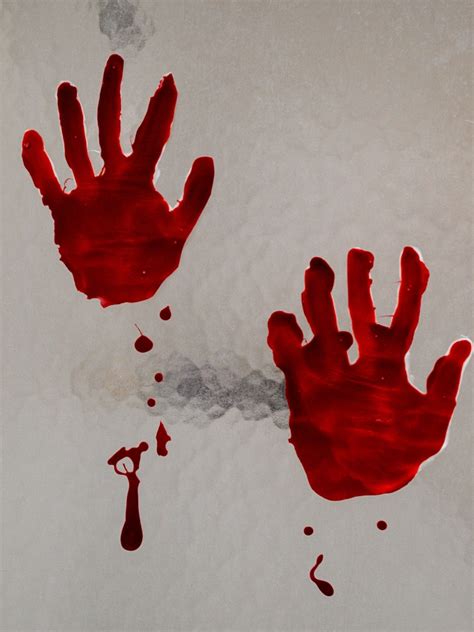 Bloody Handprint On Window