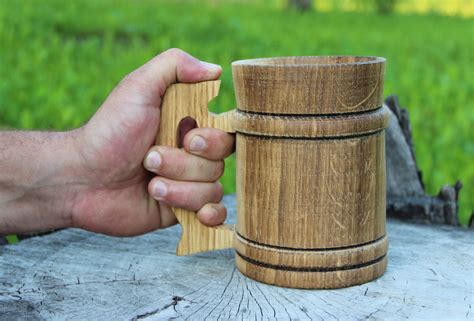 Rustic mug oak mug wooden beer mug personalized beer mug | Etsy ...