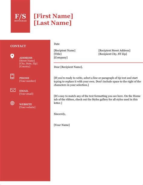 Free Microsoft Word Cover Letter Template