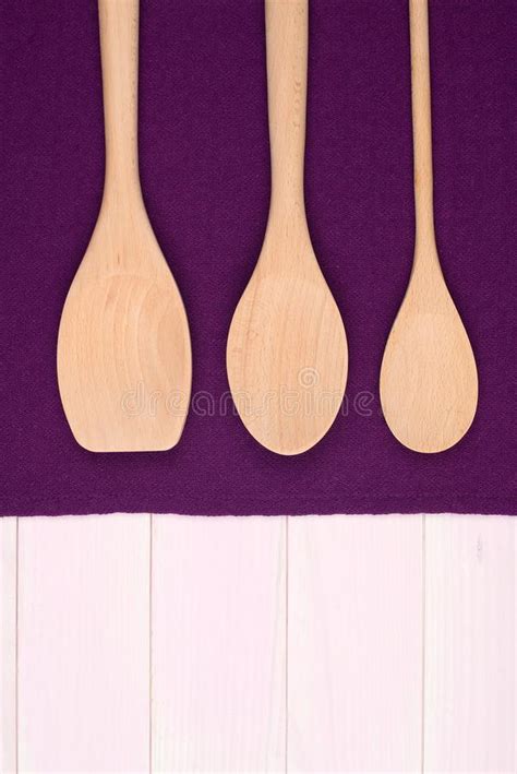 Kitchenware on Purple Towel Stock Image - Image of fabric, empty: 106459469