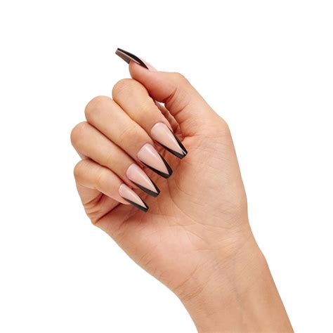 Alya Set | Black V-French Tip Coffin Nails | The Nailest