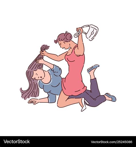 Girl fight between two women - drawing Royalty Free Vector