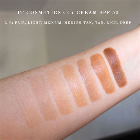 It Cosmetics CC Cream SPF 50 Swatches | Hautpflege tipps, Hautpflege, Tipps