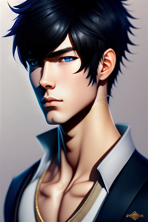 Lexica - Anime boy, black hair, blue eyes, photorealistic, highly detailed, sharp focus, elegant