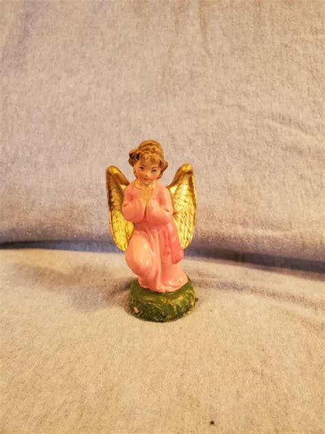 VINTAGE PAPER MACHE Kneeling Angel Nativity Figurine Fontanini Depose ...