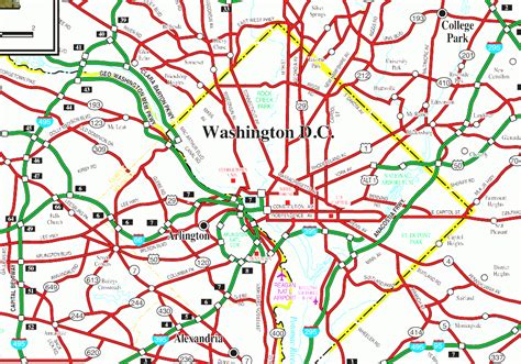 Streets And Highways Of Washington, D.C. - Road Map Of Washington