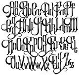 Alphabet gothique stickersmur aux dimensions • noir, classique, antique | myloview.fr