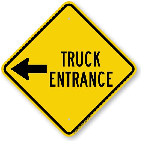Truck Entrance On Left Diamond-shaped Traffic Sign, SKU: K2-0674-L