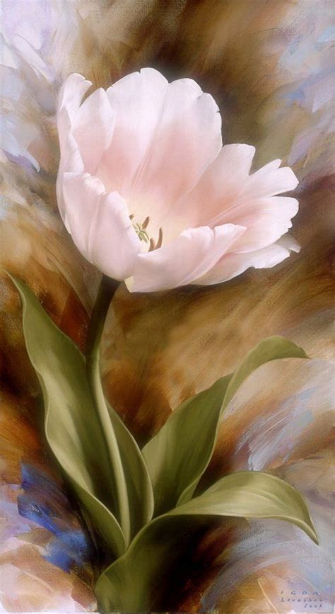 white tulip on a picture by Igor Levashov... | Flower painting, Floral painting, Watercolor flowers