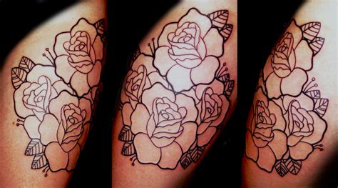 Roses line work tattoo by Joshua Nordstrom: TattooNOW