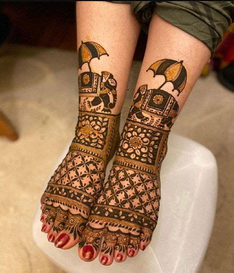 Elephant Pattern Leg Mehndi Bridal Design