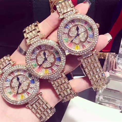 Luxury Brand Women Rhinestone Watches Lady Shining Rotation Dress Watch Big Diamond Stone ...