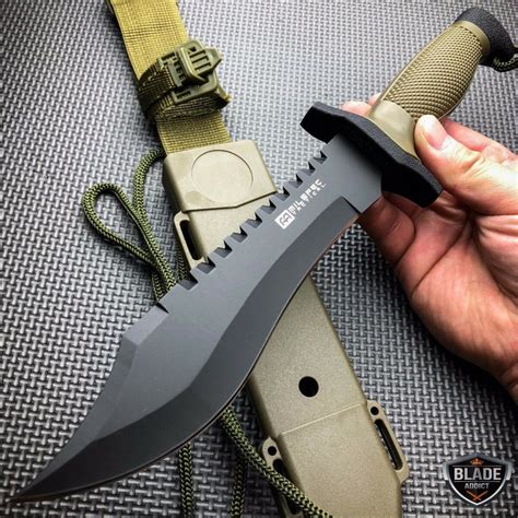 12" TACTICAL BOWIE SURVIVAL HUNTING KNIFE w/ SHEATH MILITARY Combat Fixed Blade - MEGAKNIFE