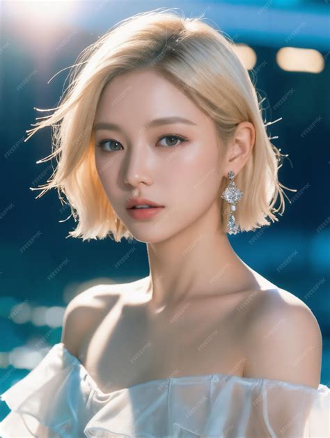 Premium AI Image | Portrait of Japanese beauty with blonde hair and off ...