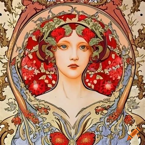 Floral art inspired by eyvind earle, alphonse mucha and william morris in art nouveau style on ...