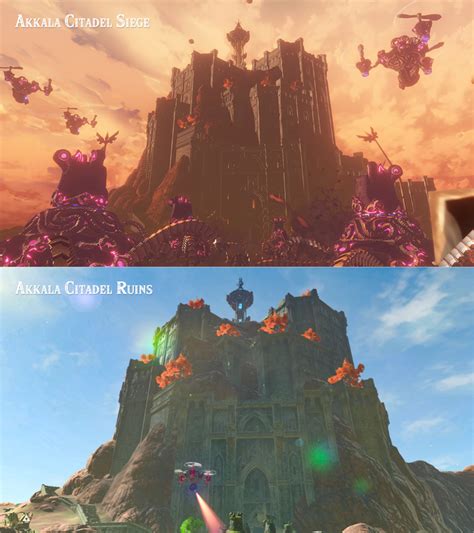 The siege of Akkala Citadel. Before and after. : AgeofCalamity in 2021 | Legend of zelda, Legend ...