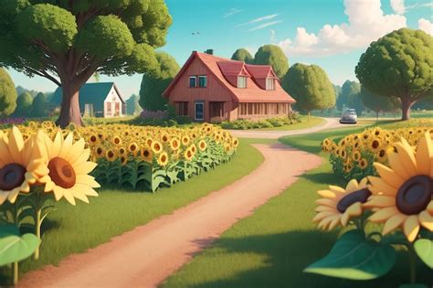 Premium AI Image | A house with a sunflower on the front