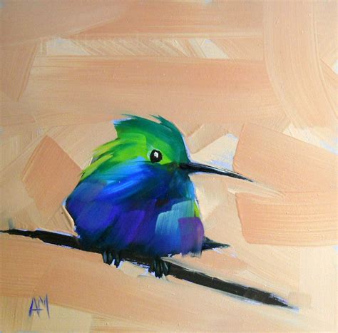 hummingbird no. 26 original bird oil painting by moulton 6 x 6 inches prattcreekart | Art ...