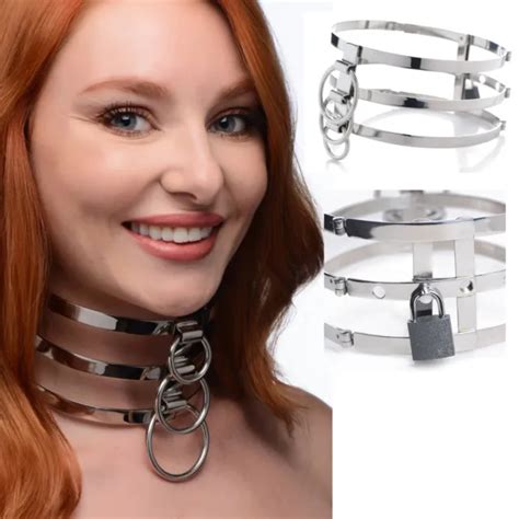 304 REAL STAINLESS Steel Locking Neck Collar Bondage Slave Choker BDSM Restraint $83.00 - PicClick