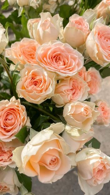 Premium Photo | A bouquet of peach roses