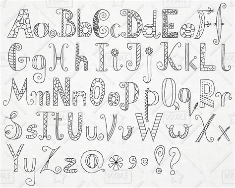 Doodle Alphabet Clipart Vector Pack Hand Drawn Font Alphabet - Etsy