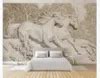 3D Embossed White Horse Custom Mural Running Horse Wallpaper For Bedroom, Living Room, TV ...