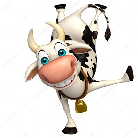 Fun Cow funny cartoon character - Stock Photo , #Sponsored, #funny, #Cow, #Fun, #cartoon #AD