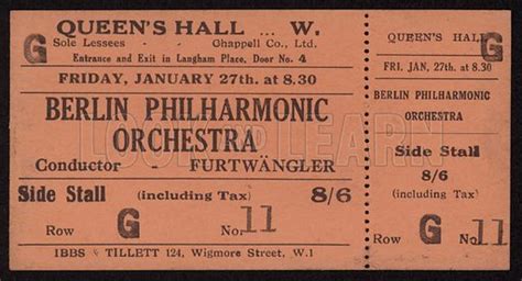 Ticket to a concert by the Berlin Philharmonic Orchestra, … stock image | Look and Learn