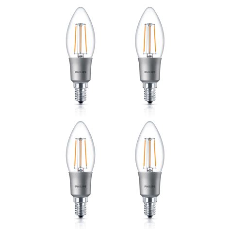 4x Philips LED 40w Dimmable E14 Edison Warm White Candle Light Bulbs ...