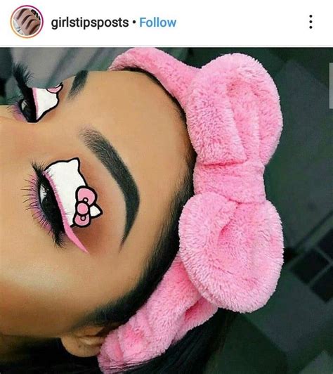 Hello Kitty Pink eye makeup | Pink eye makeup, Creative eye makeup, Hello kitty makeup