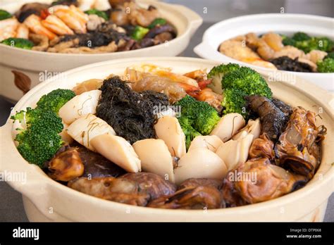 Poon Choi Hong Kong Cantonese Cuisine Big Feast Bowls with Seafood and ...