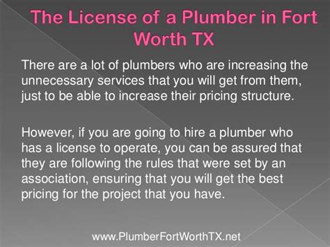 The License of a Plumber in Fort Worth TX