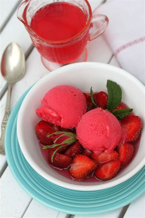 Rugosa Rose Syrup with red raspberry sorbet, Julia M Usher {recipe ...