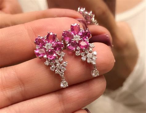 4 ct hot pink sapphire and diamonds earrings #DiamondWatchesdreams | Pink diamond earrings, Real ...