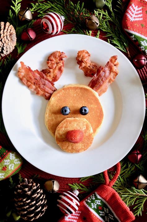 Festive Christmas Breakfast: Peppermint White Chocolate Rudolph Pancakes