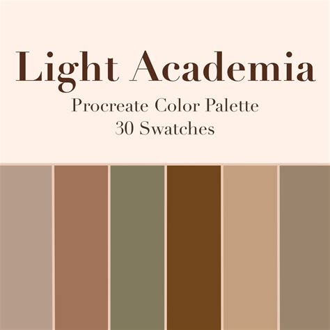 Light Academia Procreate Color Palette 30 Swatches Instant - Etsy | Color palette design, Light ...