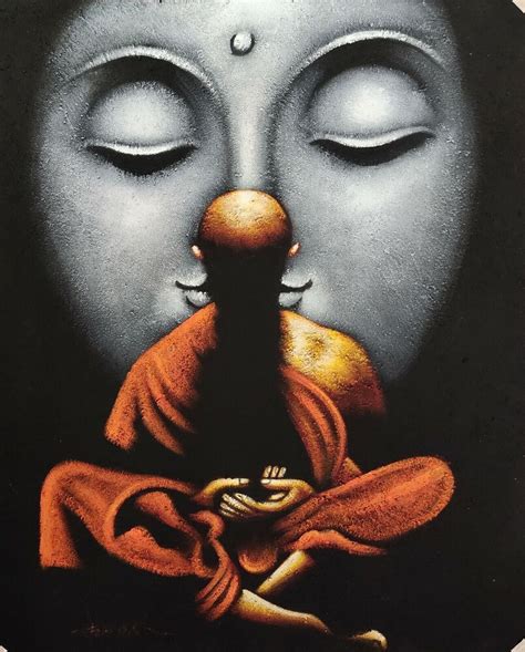 Enlightened Monk in Meditation Buddha Fine Art Painting Yoga Canvas Hand Painted #Realism Buddha ...