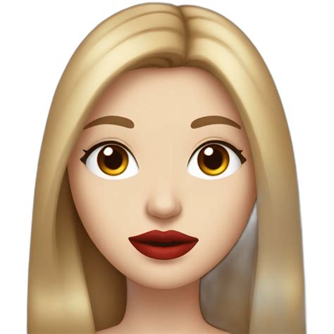 white female black long straight hair red lipstick big brown eyes | AI Emoji Generator