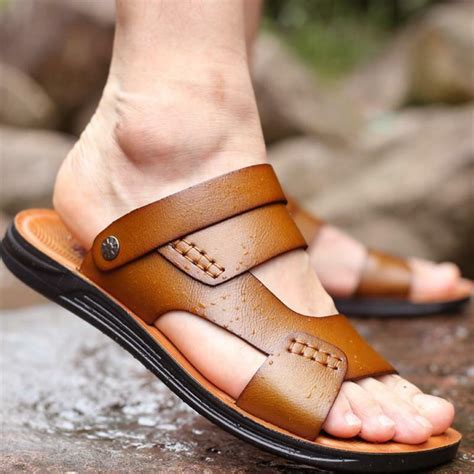 Men Microfiber Leather Sandals Summer Casual Sports Beach Shoes Home ...