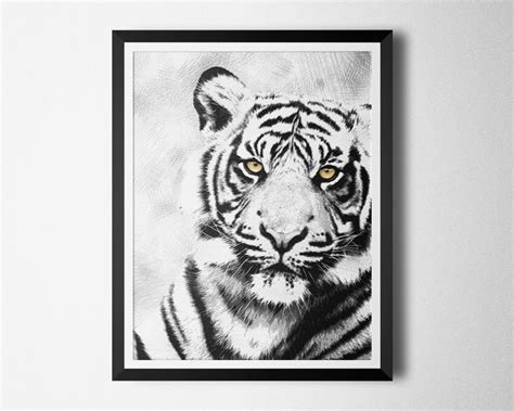 Black & White Tiger Print Printable wall art decor Modern